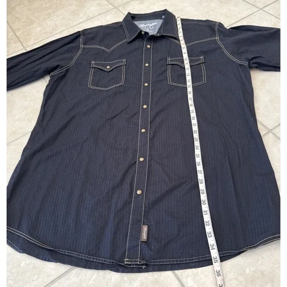 Wrangler Retro Premium Shirt Men's 3XT Snap Button Down Black Striped Western - Picture 4 of 8